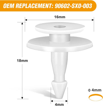 50 Pcs Cowl Retainer Cowl Vent Clip For Acura Honda 90602-SX0-003 MDX Civic Insight Odyssey 1995-on White Nylon